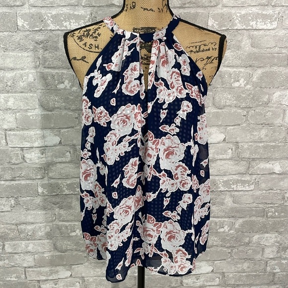 Greylin Halter Chiffon Floral Top - Picture 1 of 8